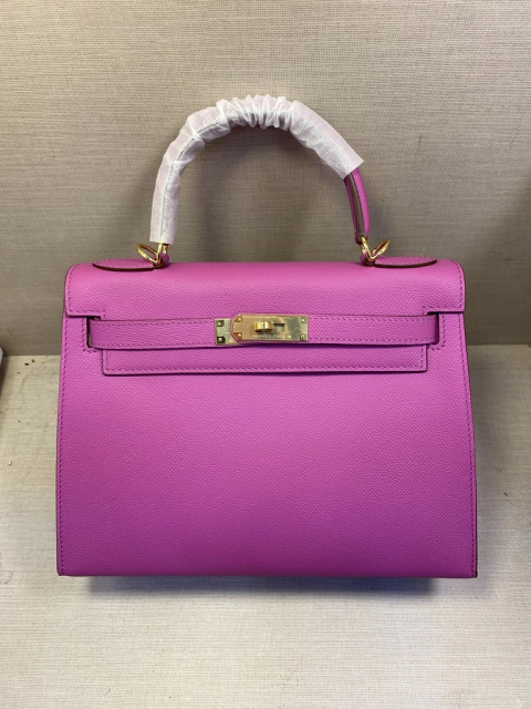 Bolsa Hermès Kelly 28 Roxa Epsom