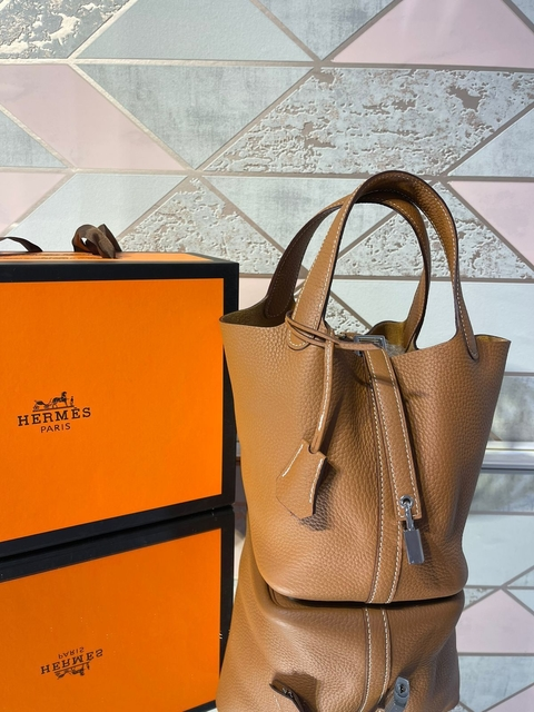 Bolsa Hermes Picotin Lock 18 Caramelo
