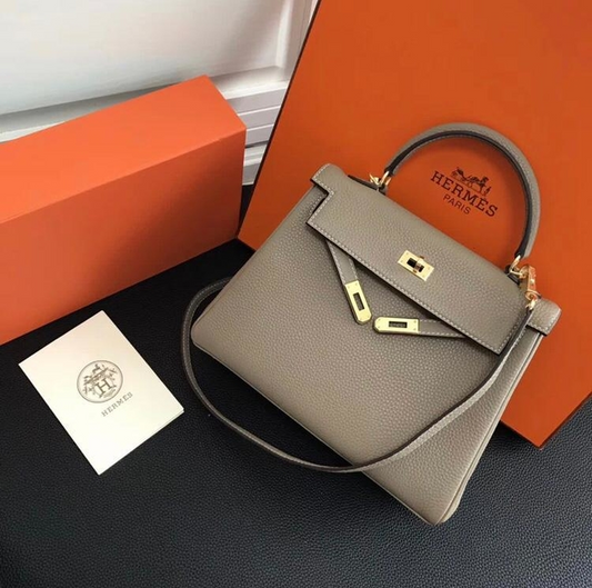 Bolsa Hermes Kelly 25 Togo Cinza Dourada