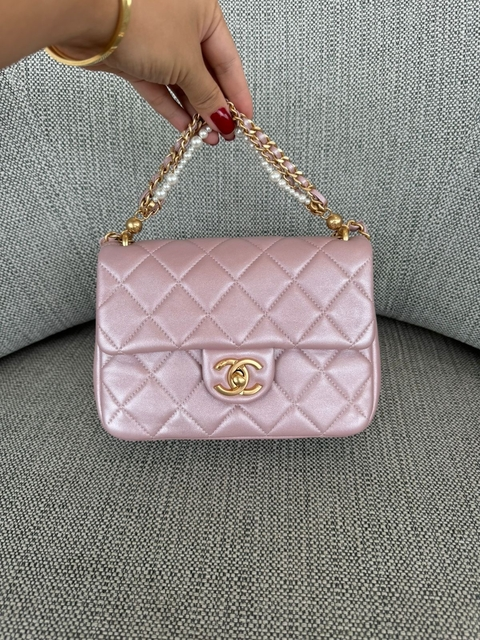 Bolsa CH Rosé com Pérolas