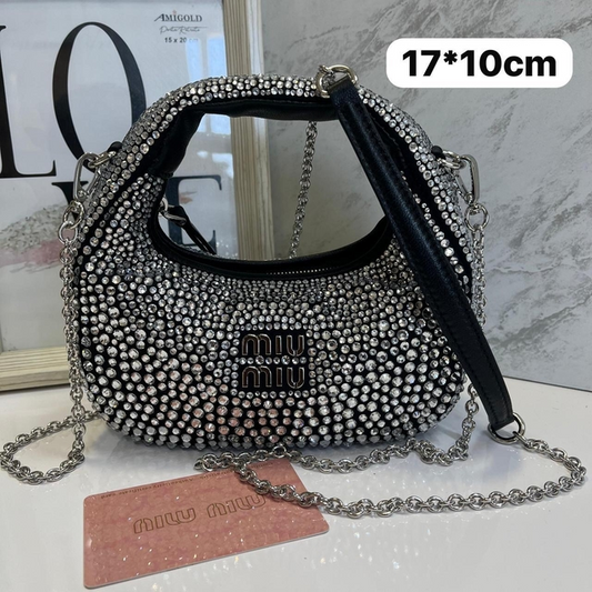 Bolsa Miu Miu Wander Preta Com Brilho