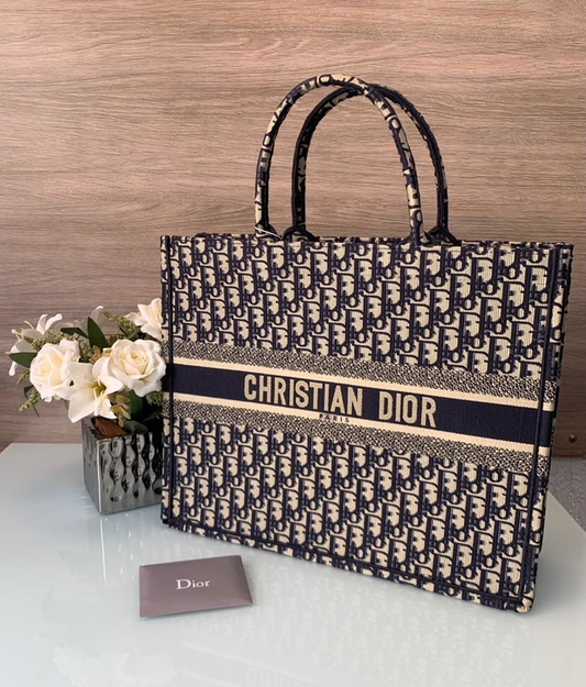 Bolsa Dior Book Tote Oblique Azul
