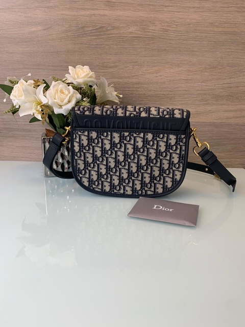Bolsa Dior Bobby Média Jacquard Oblique Azul