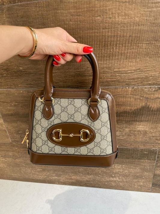Bolsa Gucci Horsebit 1955 Tote Mini Marrom