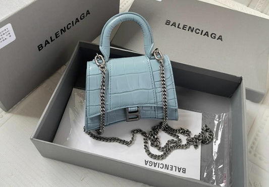 Bolsa Balenciaga Hourglass Tote Azul Croco