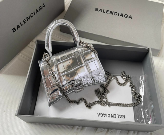 Bolsa Balenciaga Hourglass Tote Prata